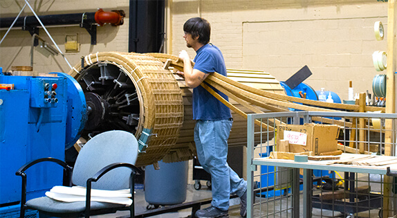 Coils are clamped and secured following best-practice mechanical stability standards